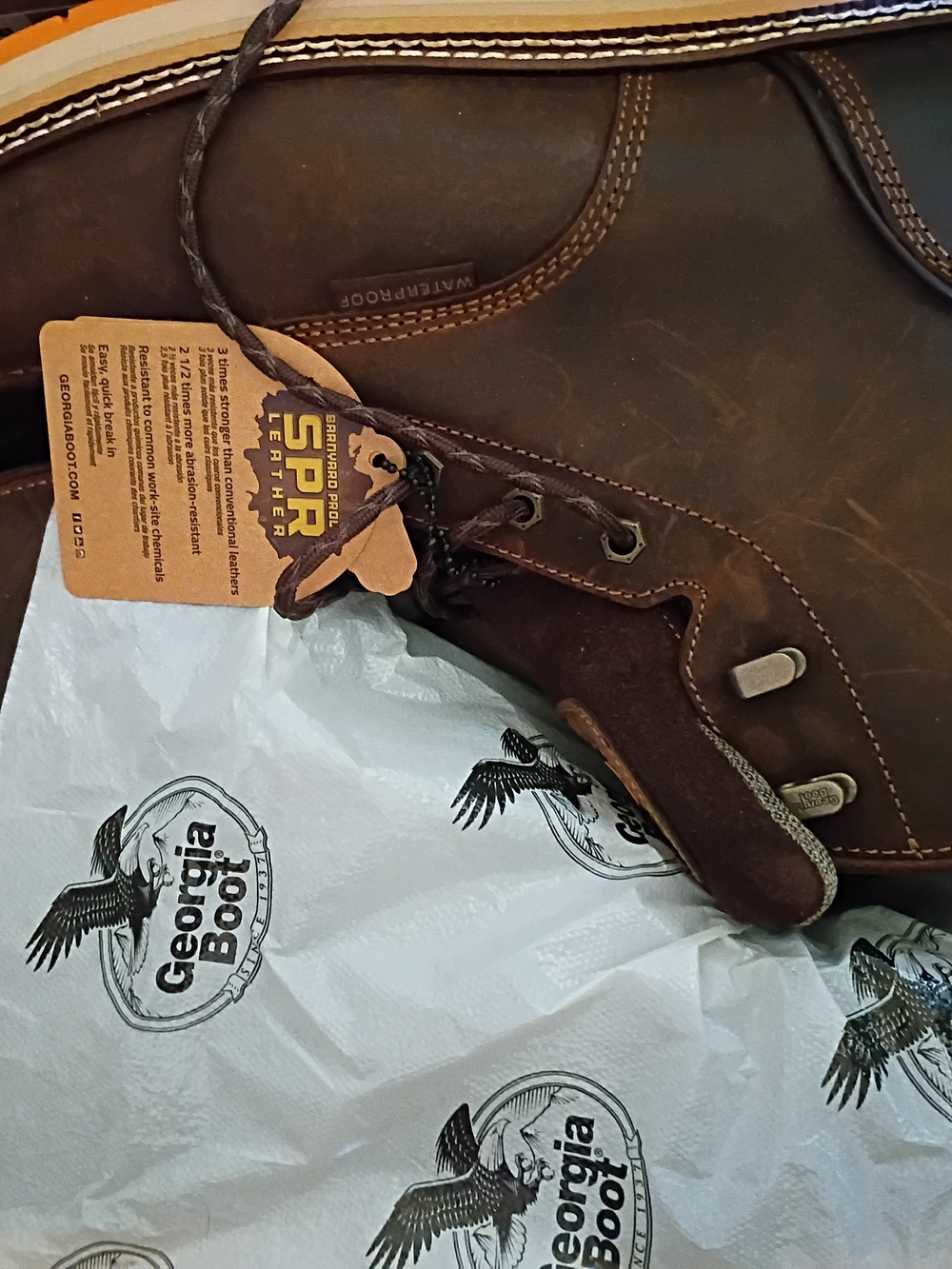 Georgia Boot AMP LT Wedge Waterproof Work Boot Brown & Orange US 14